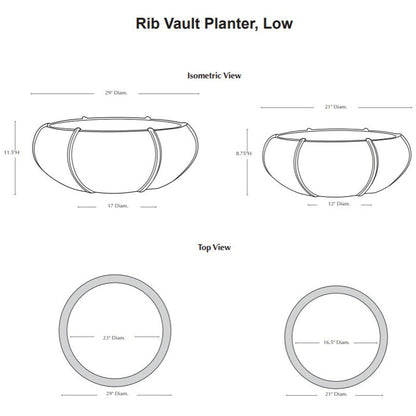Campania Rib Vault Planter Low Nested Set of 2 | Glazed Collection