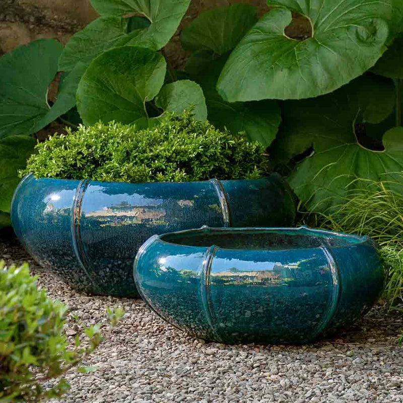Campania Rib Vault Planter Low Nested Set of 2 | Glazed Collection