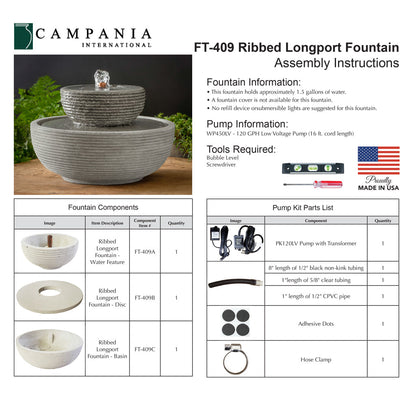 Campania International Ribbed Longport Outdoor Water Fountain