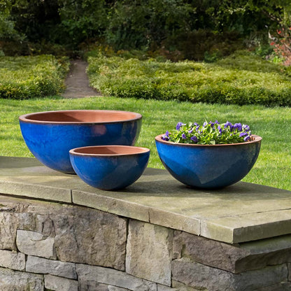 Campania Glenside Bowl Planter Nested Set of 3 | Glazed Collection