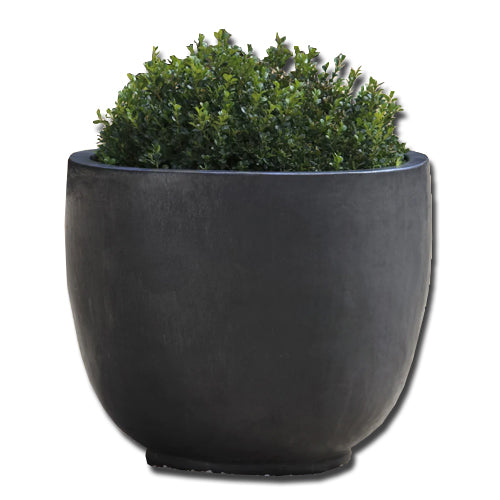 Campania XL Sem Planter in Graphite | Glazed Terra Cotta
