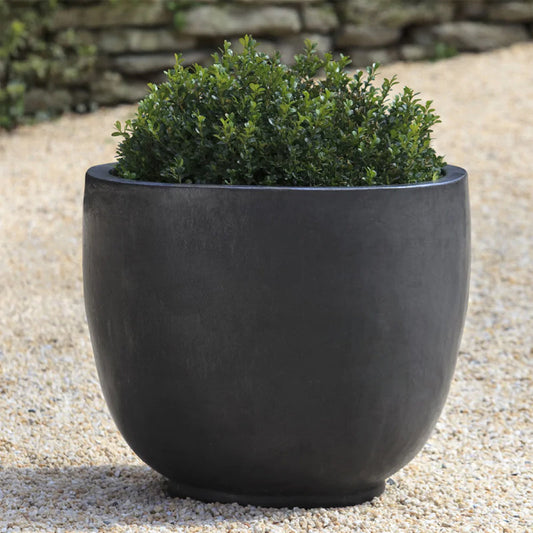 Campania XL Sem Planter in Graphite | Glazed Terra Cotta