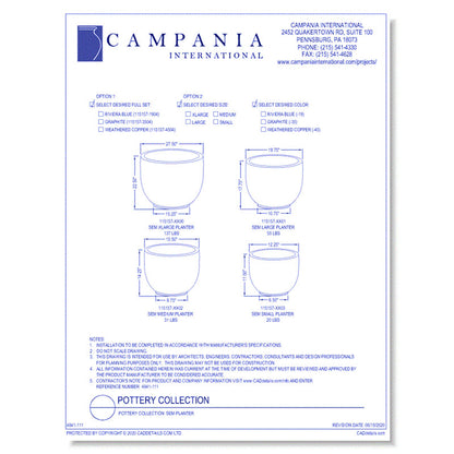 Campania XL Sem Planter in Riviera Blue | Glazed Terra Cotta