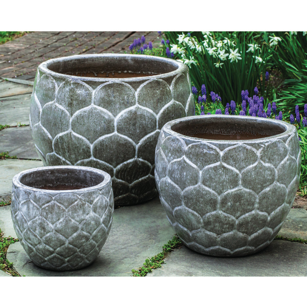 Campania Pina Planter Set of 3 | Glazed Terra Cotta Collection