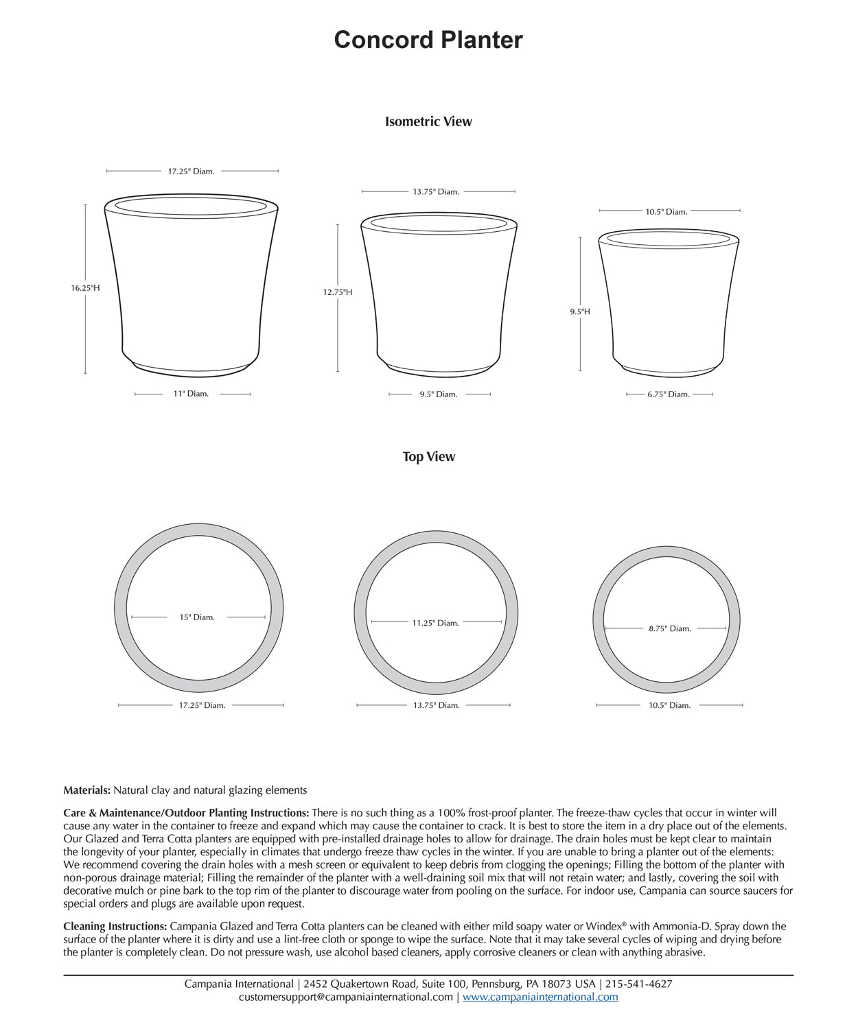 Campania Concord Planter Nested Set of 3 | Glazed Collection
