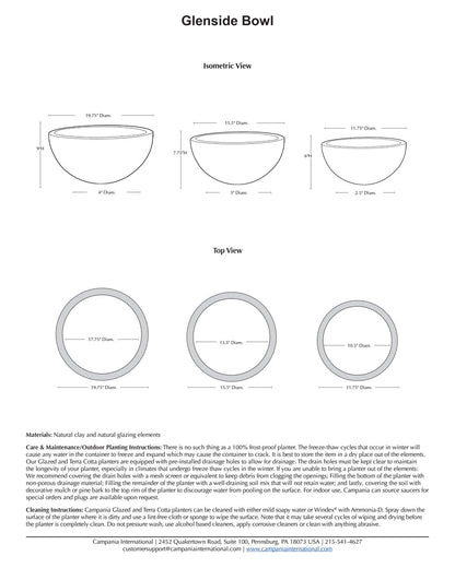 Campania Glenside Bowl Planter Nested Set of 3 | Glazed Collection