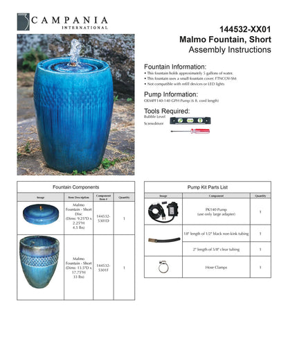 Campania International Malmo Fountain, Short - Mediterranean Blue