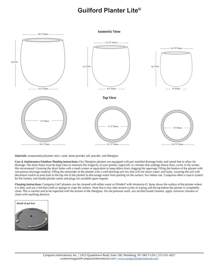 Campania Guilford Planter | Lite® Collection