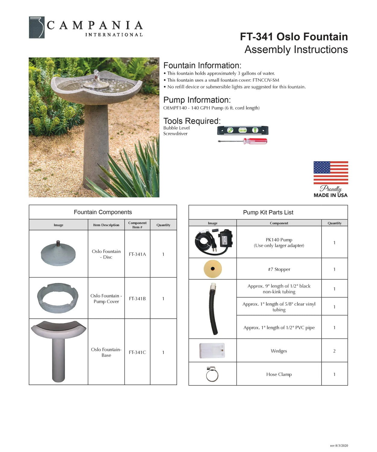 Campania International Oslo Outdoor Water Fountain