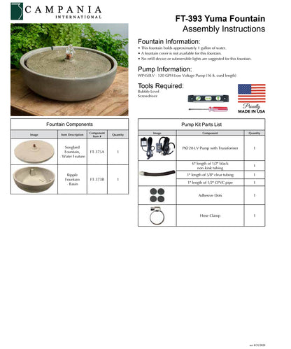 Campania International Yuma Outdoor Tabletop Fountain