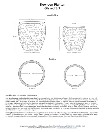Campania Kowloon Planter Nested Set of 2 | Glazed Collection
