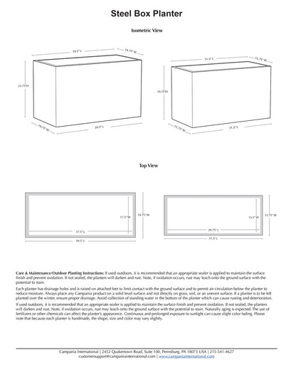 Campania Steel Box Planter Set of 2 | Lightweight Steel Collection