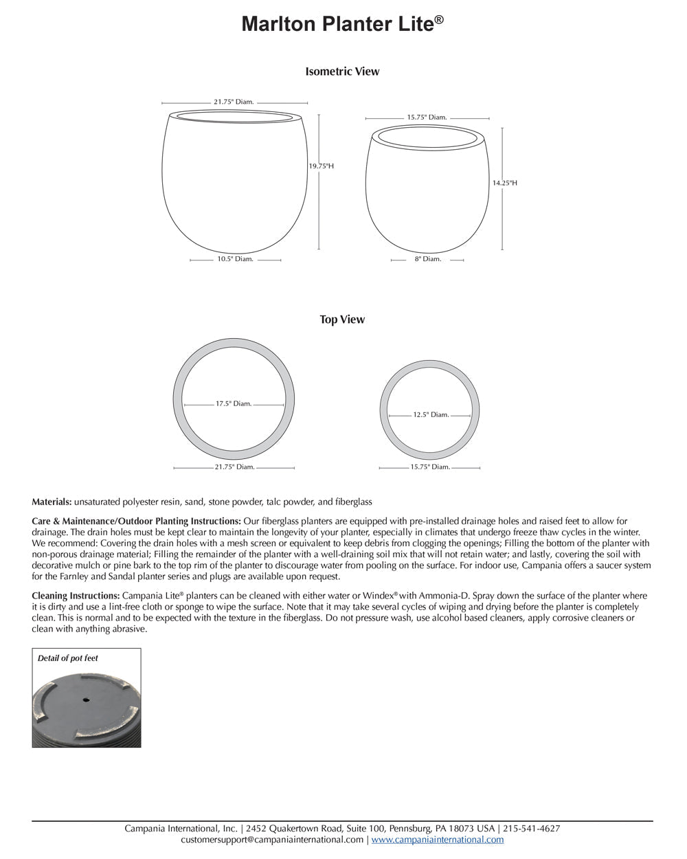 Campania Marlton Planter | Lite® Collection