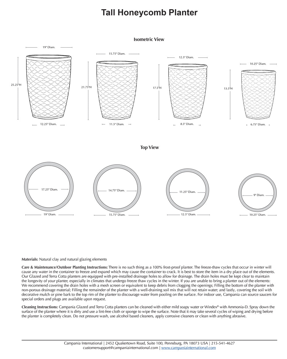 Campania Tall Honeycomb Planter Nested Set of 4 | Glazed Collection