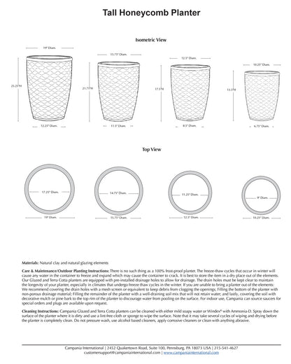 Campania Tall Honeycomb Planter Nested Set of 4 | Glazed Collection