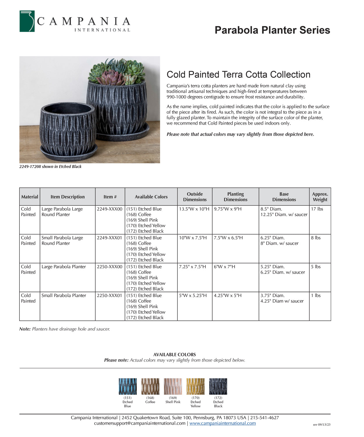 Campania Parabola Large Round  | Cold Painted Terra Cotta Planter