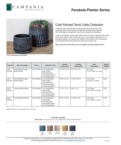 Campania Parabola Large Round  | Cold Painted Terra Cotta Planter