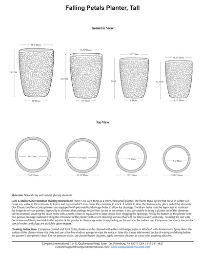 Campania Falling Petals Planter Tall Nested Set of 4