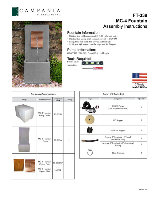 Campania International MC-4 Outdoor Wall Fountain - Copper