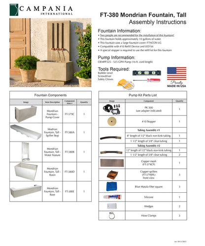 Campania International Mondrian Tall Outdoor Fountain