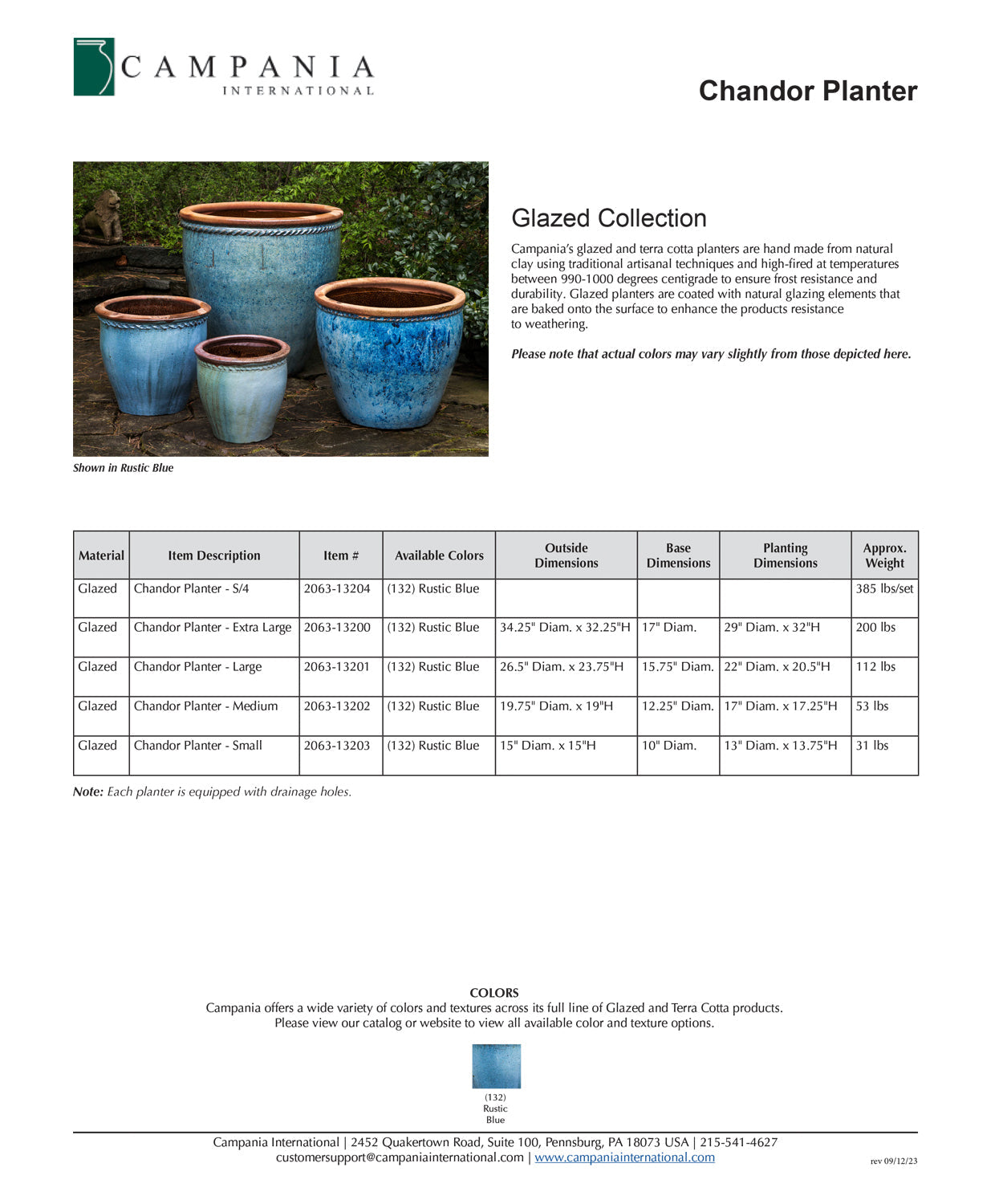 Campania Chandor Planter Set of 4 | Glazed Terra Cotta