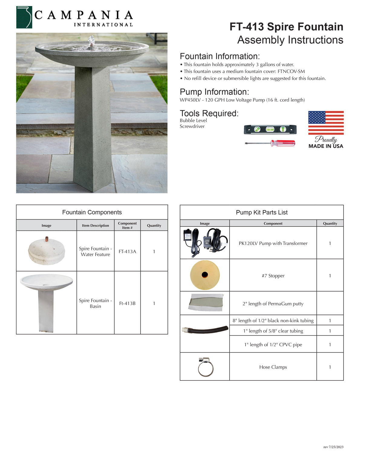 Campania International Spire Modern Outdoor Water Fountain