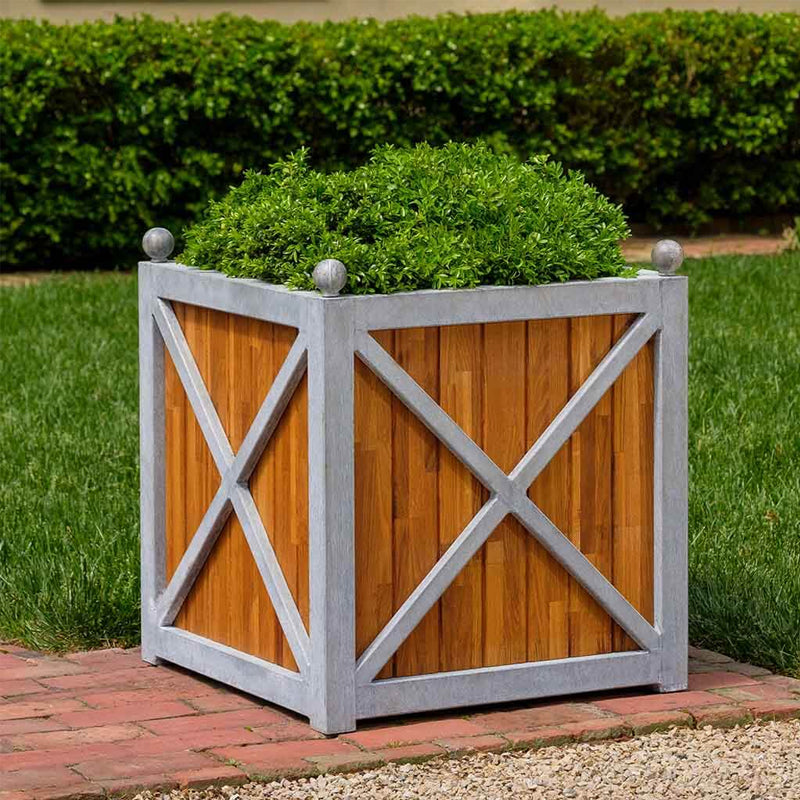 Campania Square Villandry Large Planter - Zinc with Oak