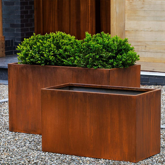 Campania Steel Box Planter Set of 2 | Lightweight Steel Collection