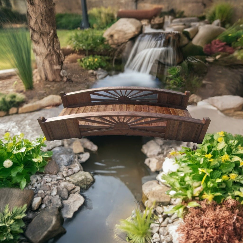 Sunburst Wooden Garden Bridge 8 ft.