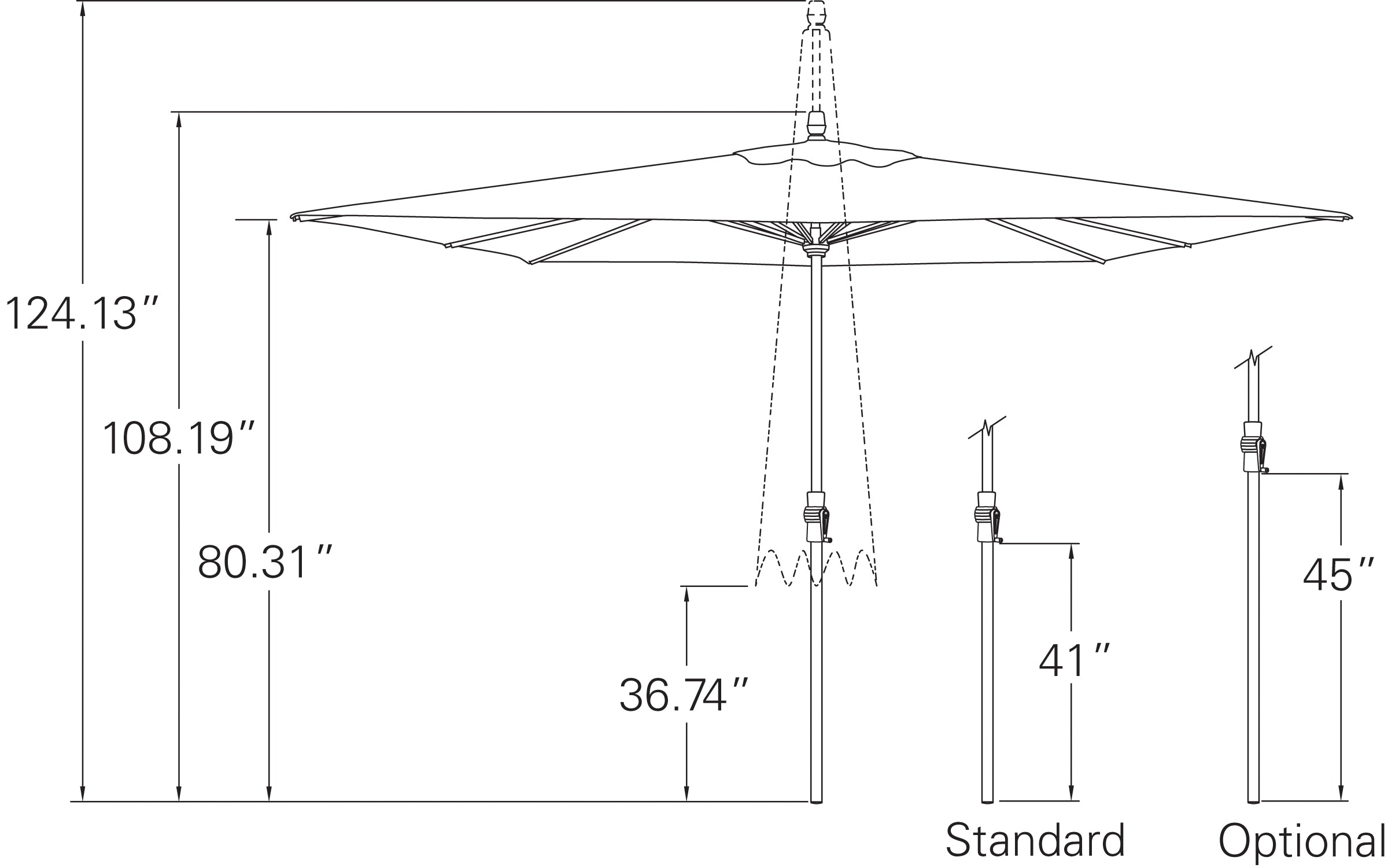 Treasure Garden 8x11' Rectangular Crank Lift Market Umbrella - FRAME ONLY