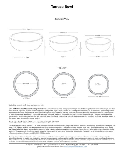 Campania Terrace Bowl | Cast Stone Planter