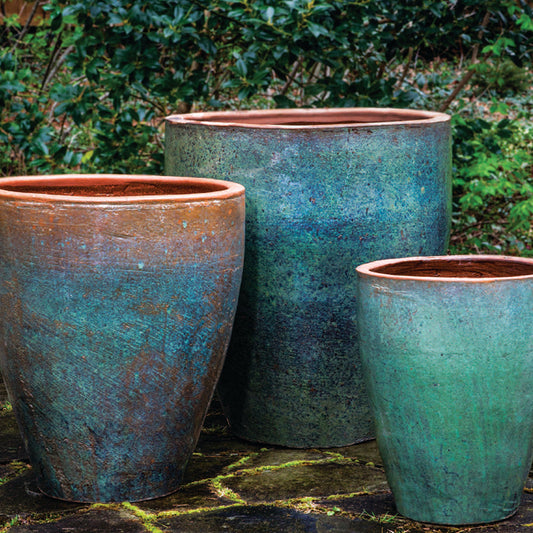 Campania Tharabar Planter Set of 3 | Glazed Terra Cotta