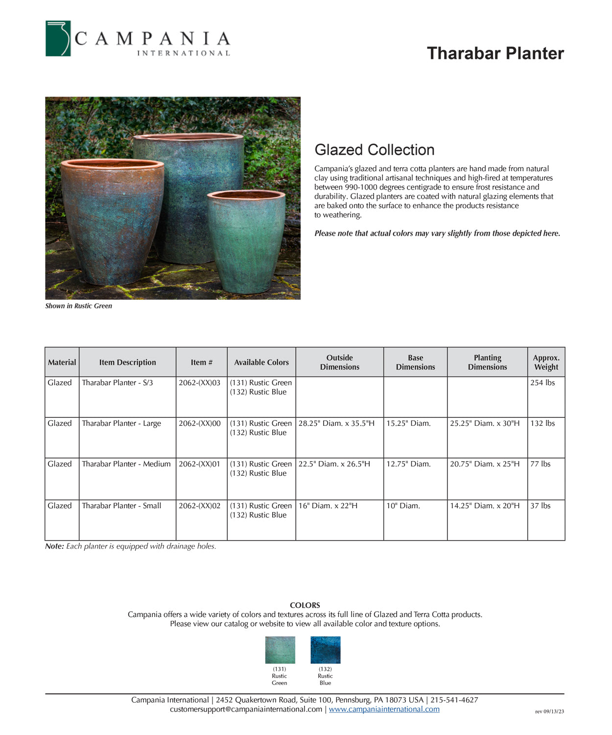 Campania Tharabar Planter Set of 3 | Glazed Terra Cotta