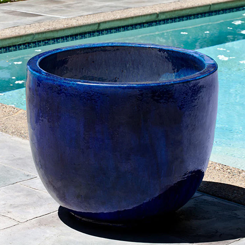 Campania XL Sem Planter in Riviera Blue | Glazed Terra Cotta