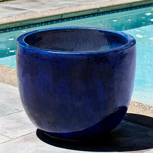 Campania XL Sem Planter in Riviera Blue | Glazed Terra Cotta