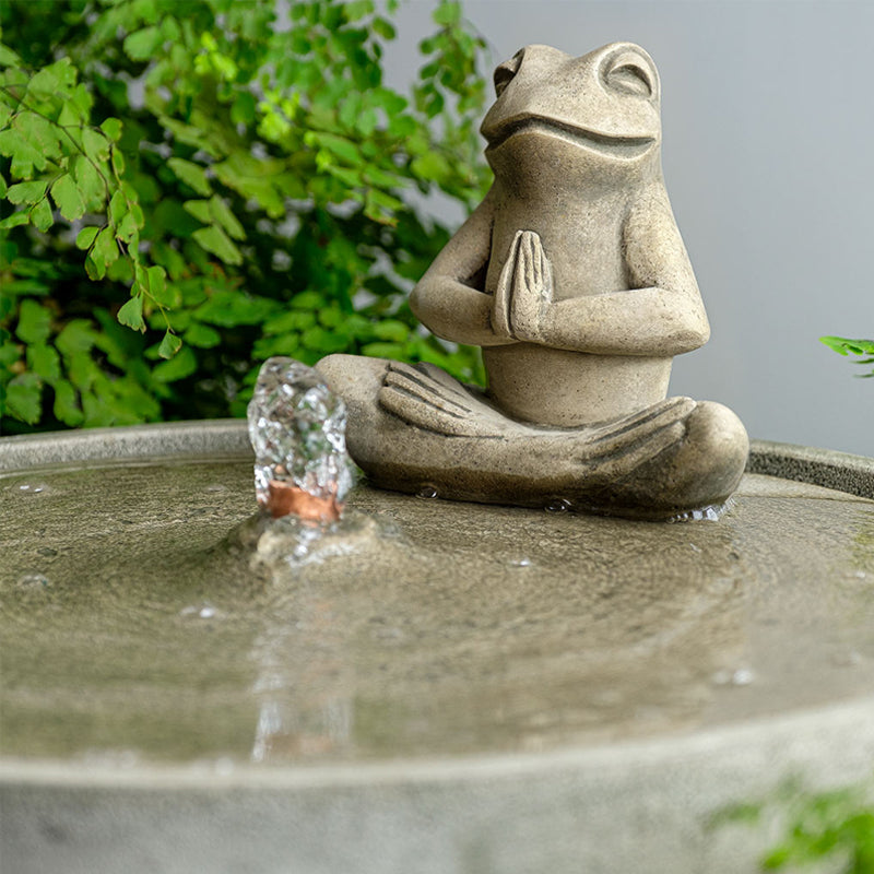 Campania Yoga Frog Fountain | Zen Cast Stone Garden Fountain