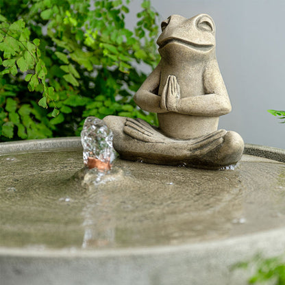 Campania Yoga Frog Fountain | Zen Cast Stone Garden Fountain