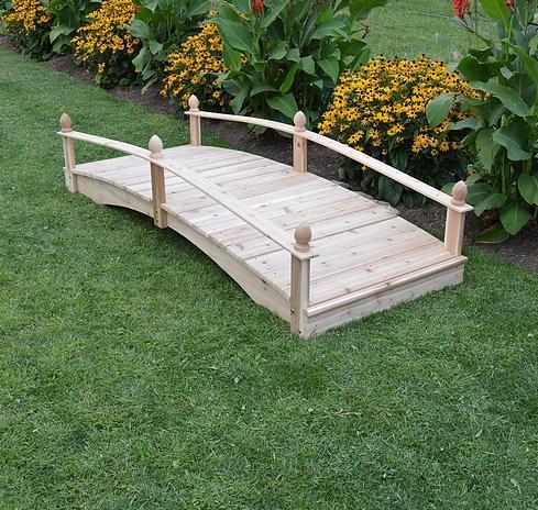 A&L Furniture Co. Western Red Cedar 3'X6' Acorn Garden Bridge