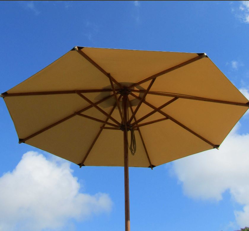 Bambrella Levante 11.5' Round Wooden Outdoor Patio Umbrella with Pulley Lift – 3.5m R-L