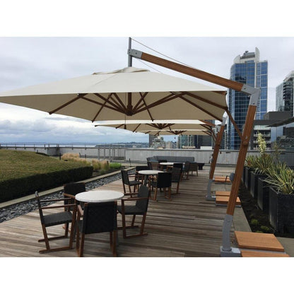 Bambrella Levante Side Wind - 10' and 11' Square Bamboo Cantilever Umbrella