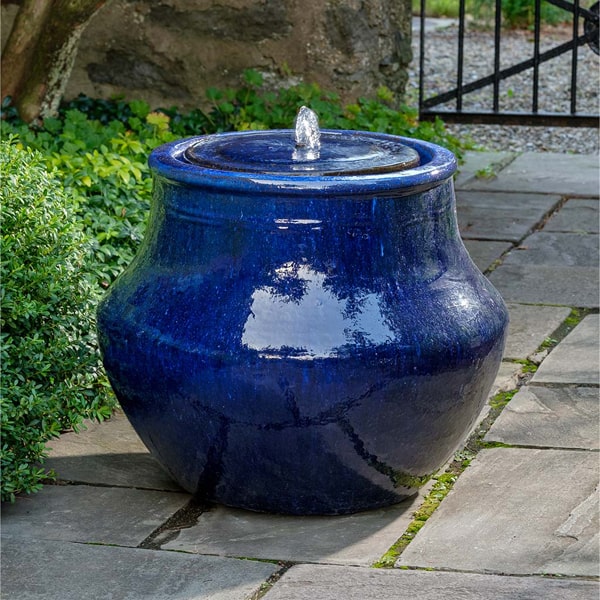 Campania International Del Corso Glazed Fountain - Riviera Blue - S/1
