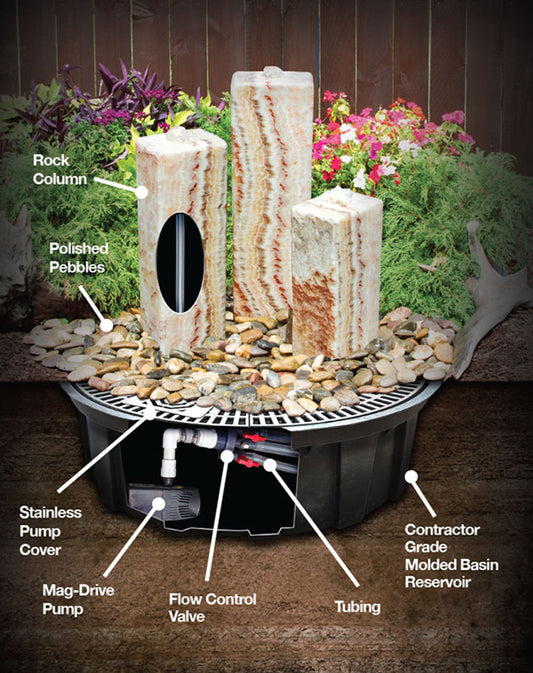Blue Thumb Chiseled "Beachcomber" 3-Column Stone Fountain