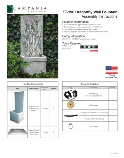 Campania International Dragonfly Wall Fountain