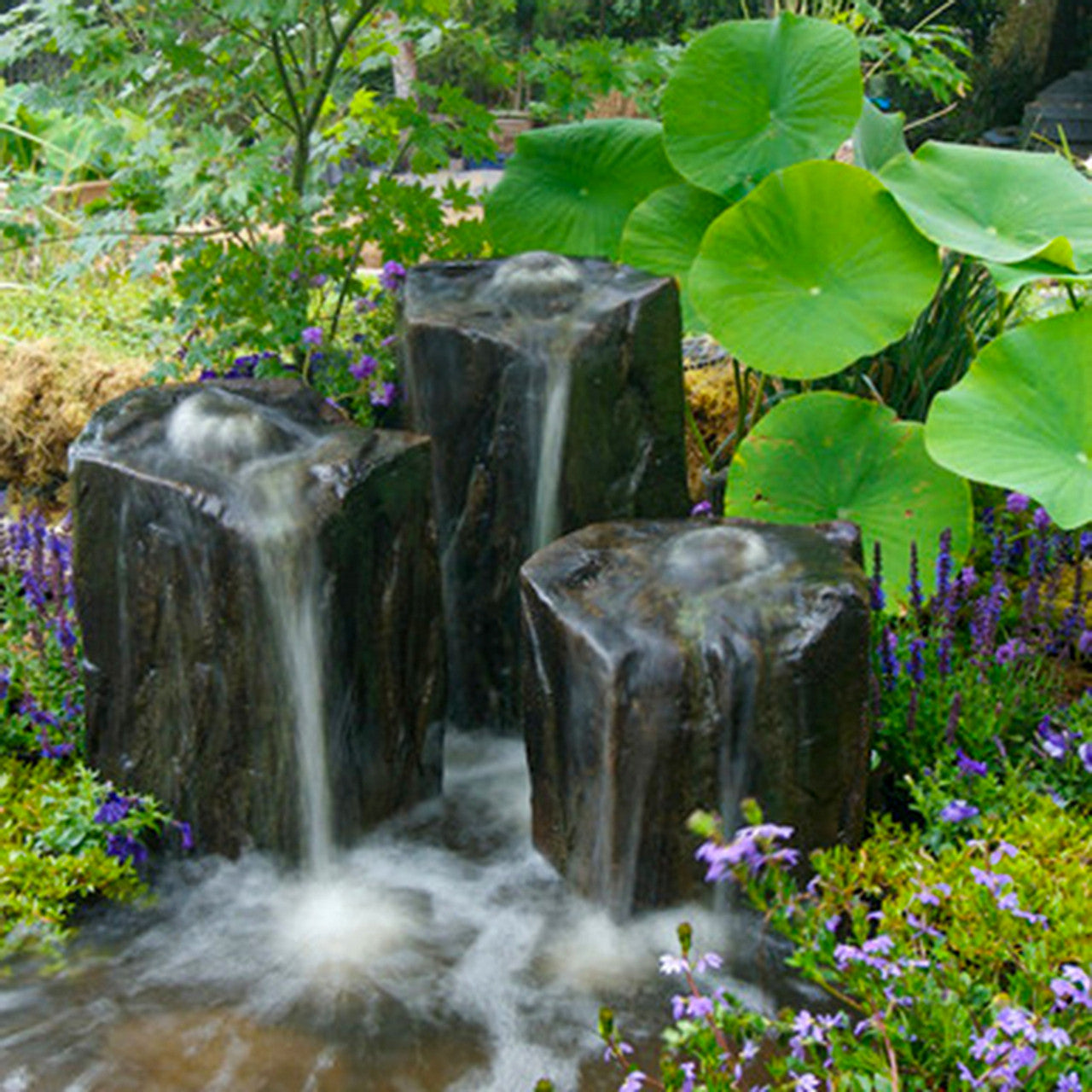 Blue Thumb Triple Column GFRC Boulder Fountain - Complete Kit