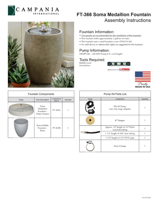 Campania International Soma Medallion Pebble Fountain