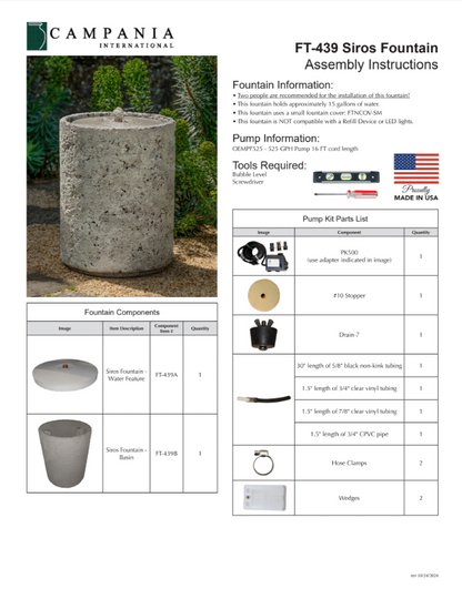 Campania International Siros Outdoor Water Fountain