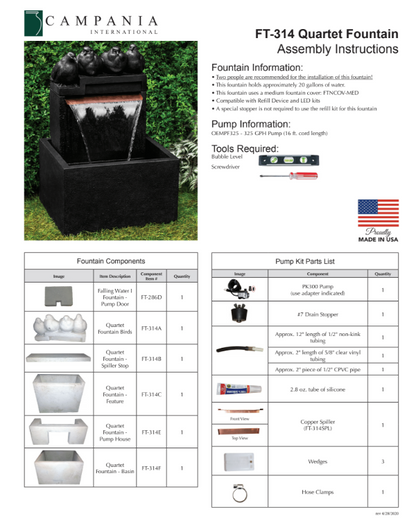 Campania International Quartet Outdoor Water Fountain