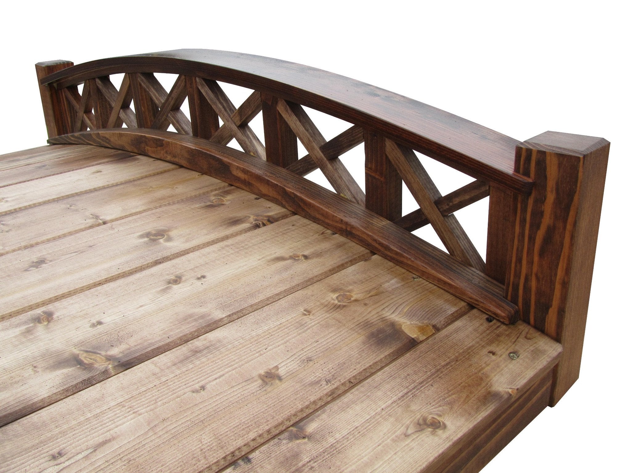 Swan Garden Bridge with Cross Halving Lattice Railings 4 ft.