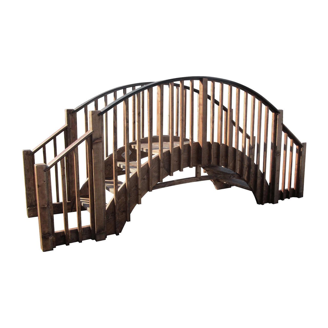 Imperial Wooden Garden Bridge with Stairs 4 Rail Extensions 8 ft.