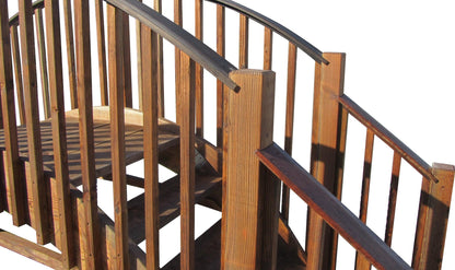 Imperial Wooden Garden Bridge with Stairs 4 Rail Extensions 8 ft.